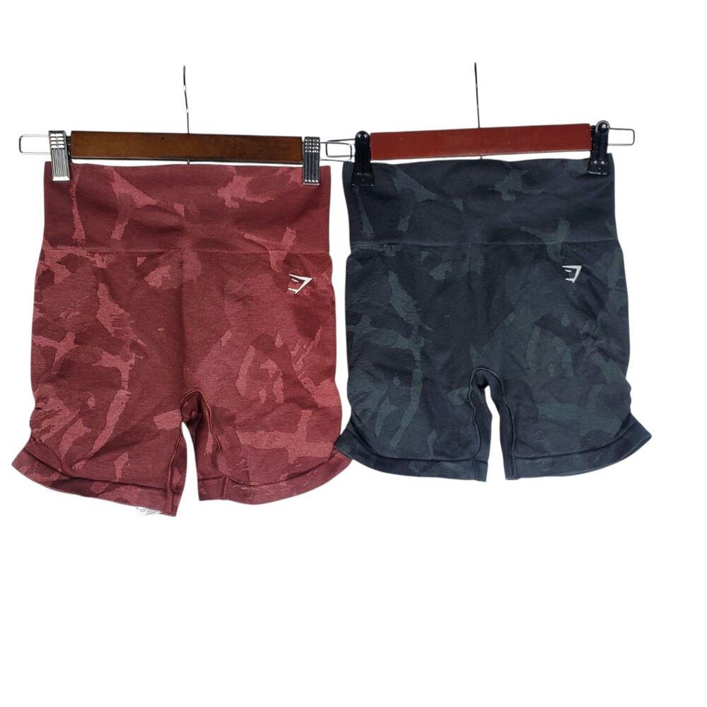 Lot Of 2 Gymshark Shorts Size S Adapt Camo Seamless High Waisted Wicking 5" Gym